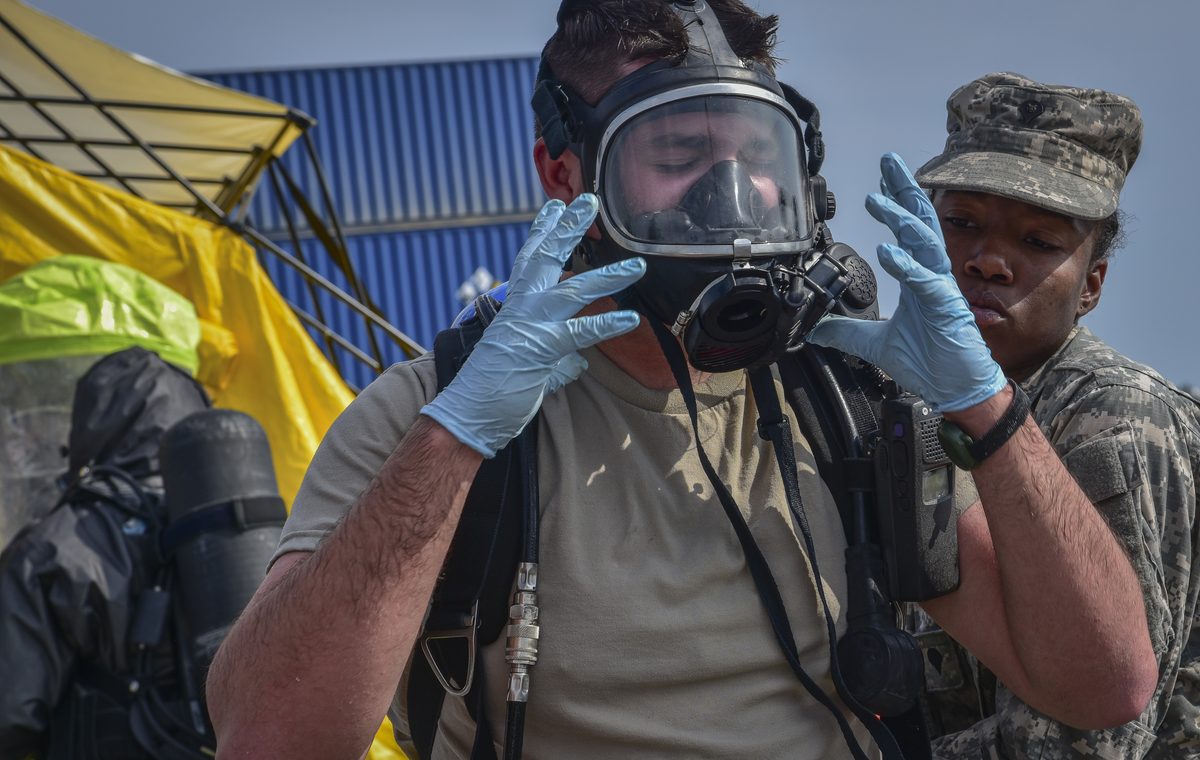 firefighter using SCBA breathing apparatus for rescue application